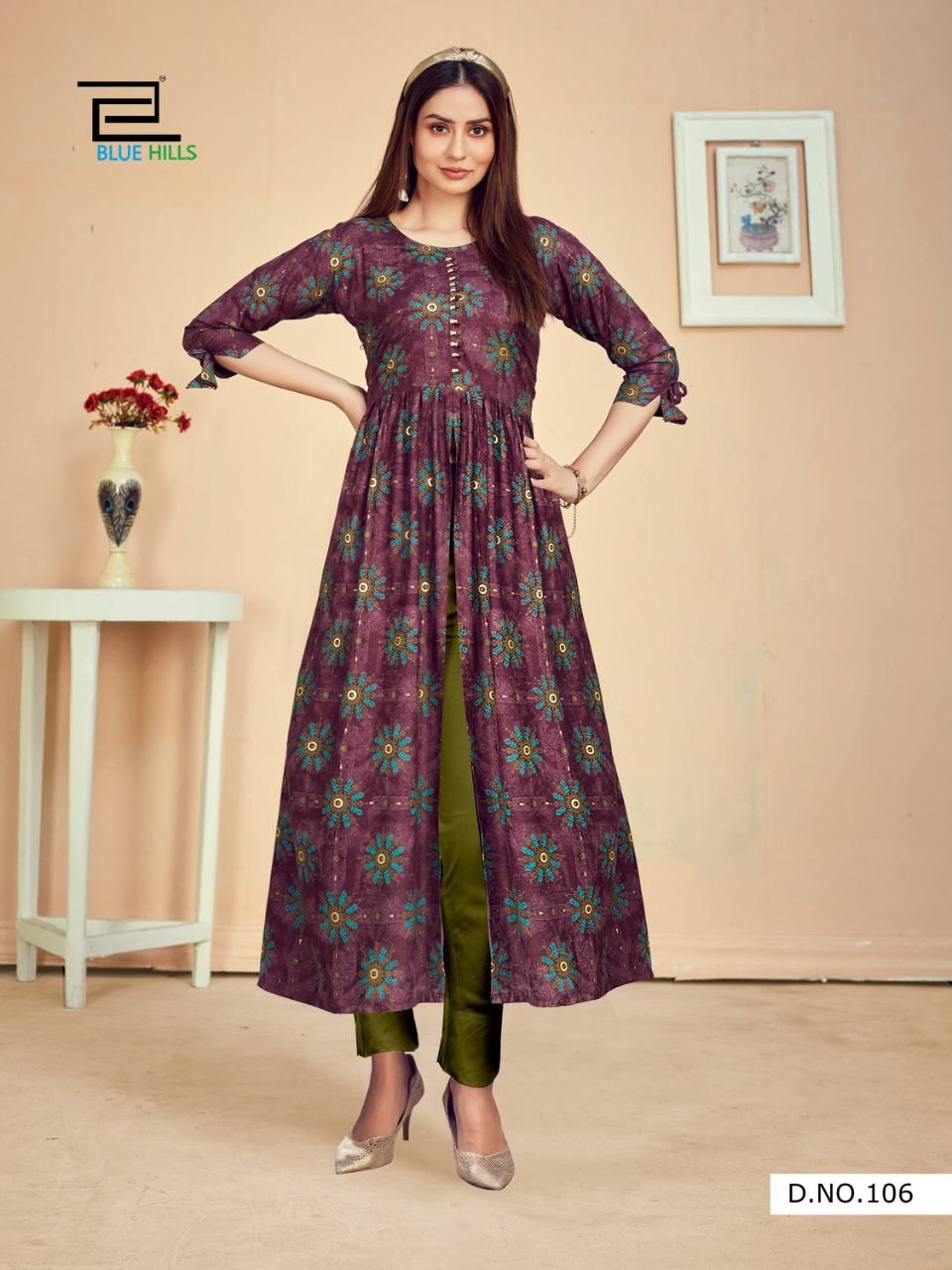 Blue Hills Calender 5 Nx Rayon Ethnic Wear Desinger Long Printed Kurti Collection